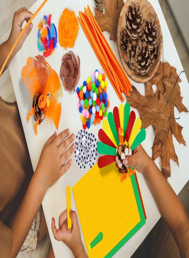 80UncleKimby 20 Sets Thanksgiving Turkey Craft Kit for Kids - Fall Pinecones DIY Arts and Crafts Set for Classroom Activities Supplies - Image 5